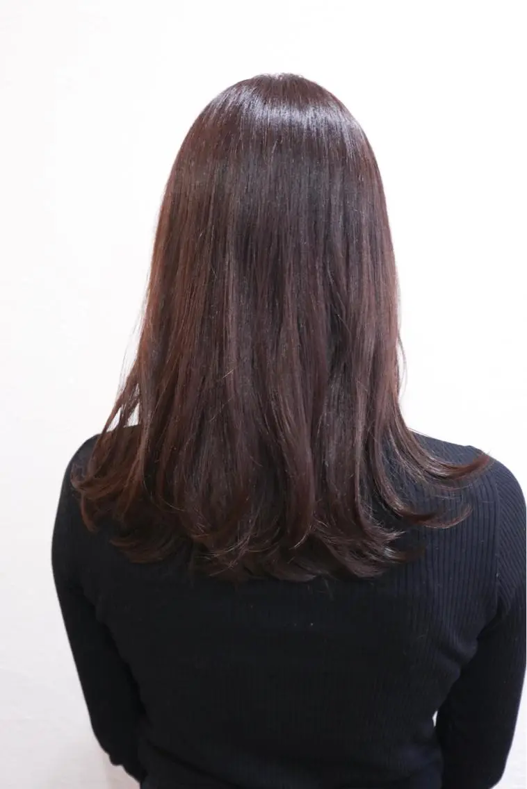 セミロング カラー ブラウンカラー ピンクカラー ピンクブラウン 西村 ようこのヘアスタイル
