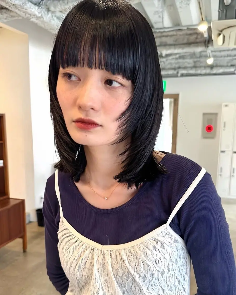 ミディアム パーマ カラー ショートボブ ミディアムパーマ アディクシーカラー ブリーチ ケアブリーチ カット ヘアカラー CEINE＋ officialのヘアスタイル