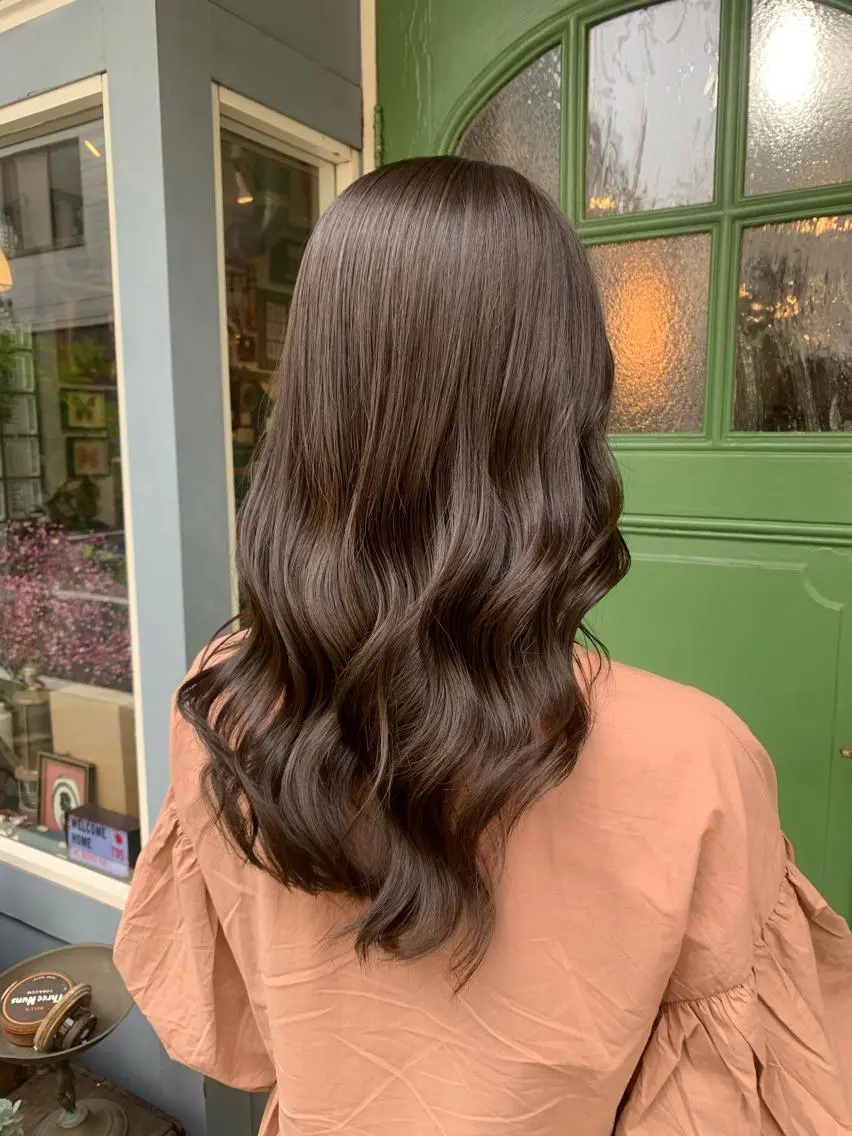 ロング カラー ベージュカラー オリーブベージュ カット ヘアカラー トリートメント ヘッドスパ 清水千優/パーマ/ メンズパーマのヘアスタイル