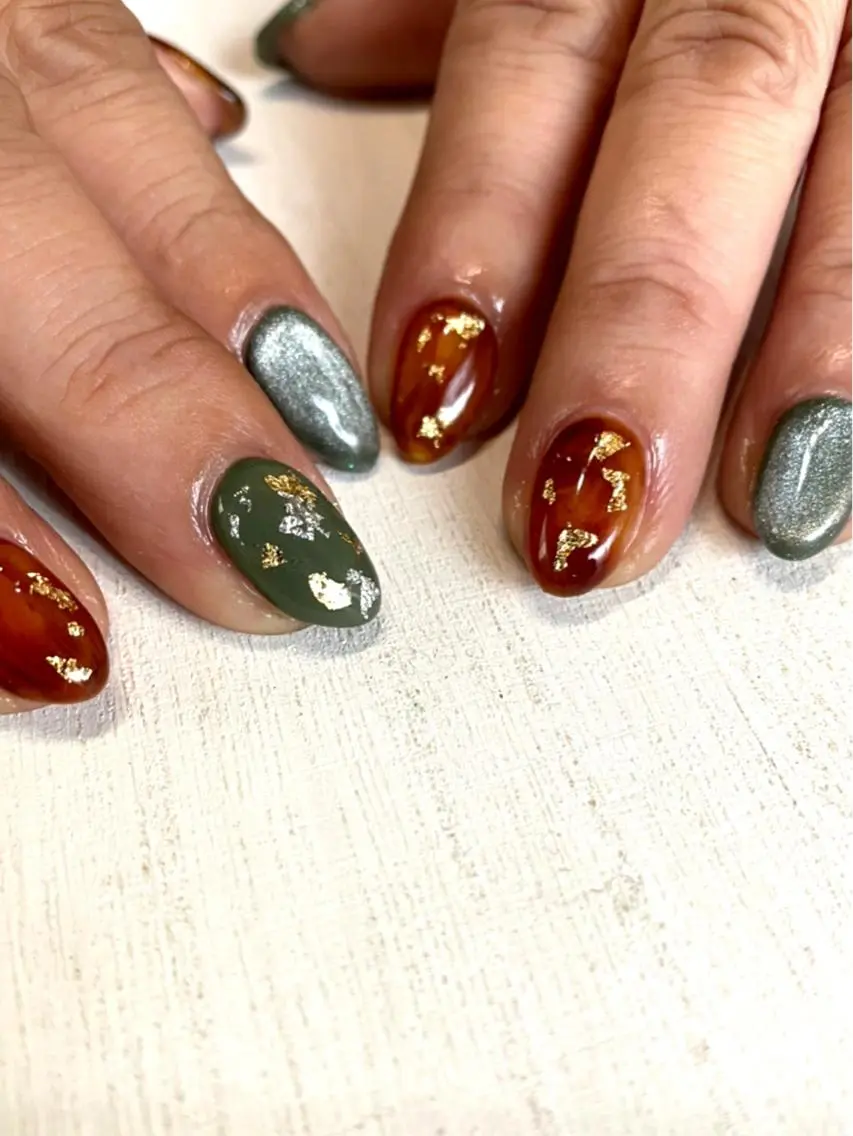 ネイル べっ甲ネイル マグネットネイル spell nailのネイルデザイン
