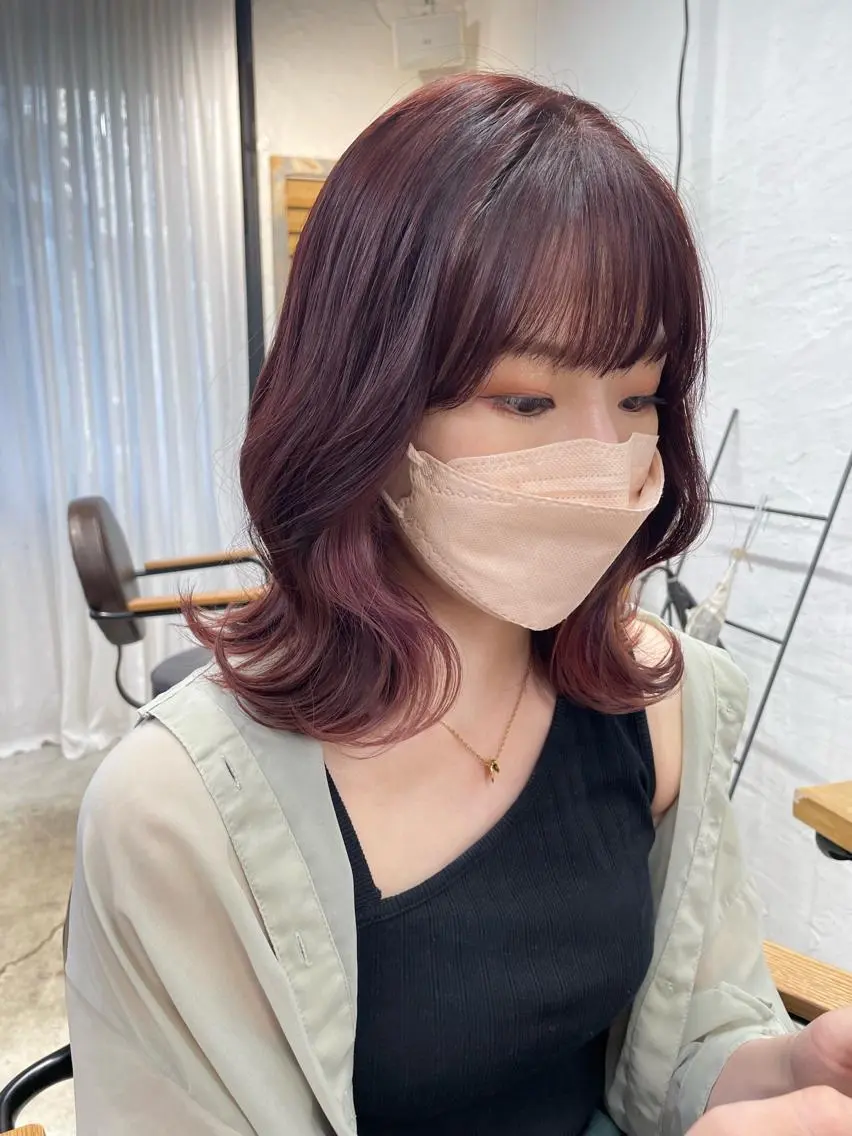ミディアム カラー カット ヘアカラー トリートメント 韓国ヘア/暖色カラー 新美多英のヘアスタイル