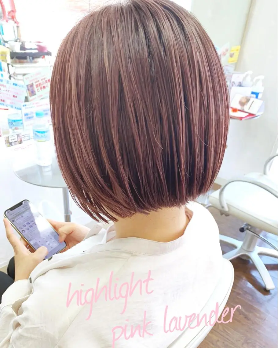 ショート カラー ハイライトカラー ラベンダーカラー ピンクカラー ピンクラベンダー ハイライト ヘアカラー GLAD 萩原のヘアスタイル