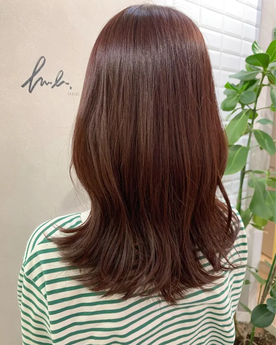 ロング カラー ブラウンカラー レッドカラー レッドブラウン hubhair レイヤー/透明感のヘアスタイル