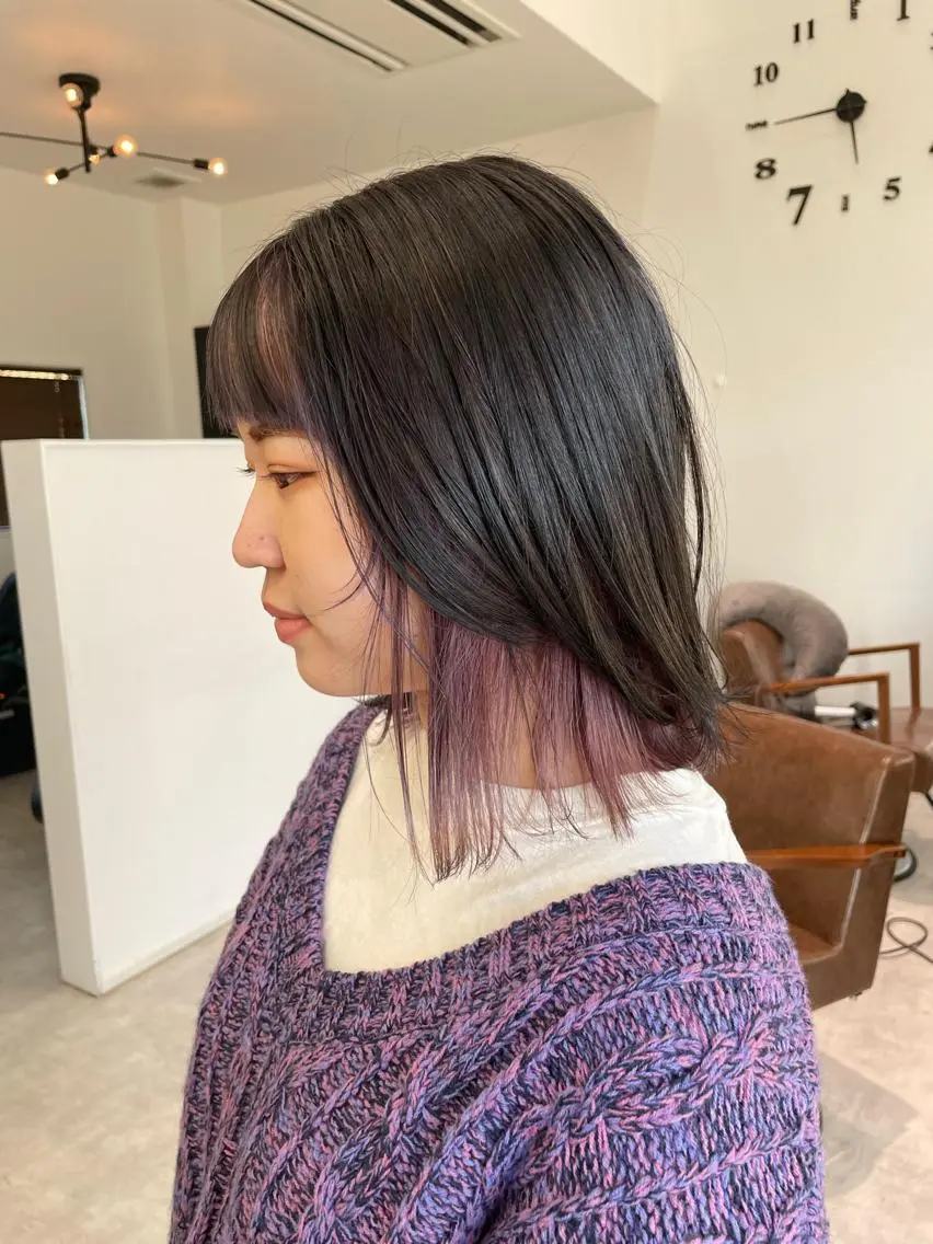 セミロング ヘアカラー 河内 元伸のヘアスタイル