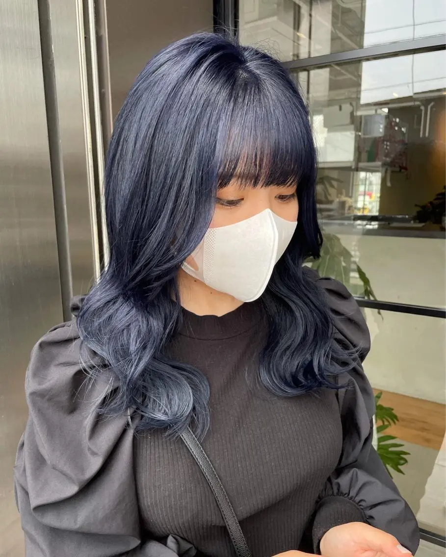 ロング カラー ブルーカラー mizuki /メンズカット募集のヘアスタイル