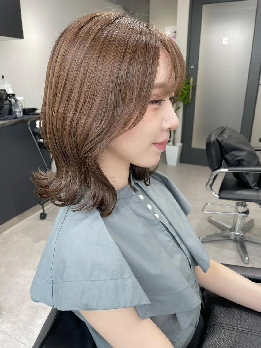 ミディアム カラー カット ヘアカラー トリートメント 髪質改善will hairdesignのヘアスタイル