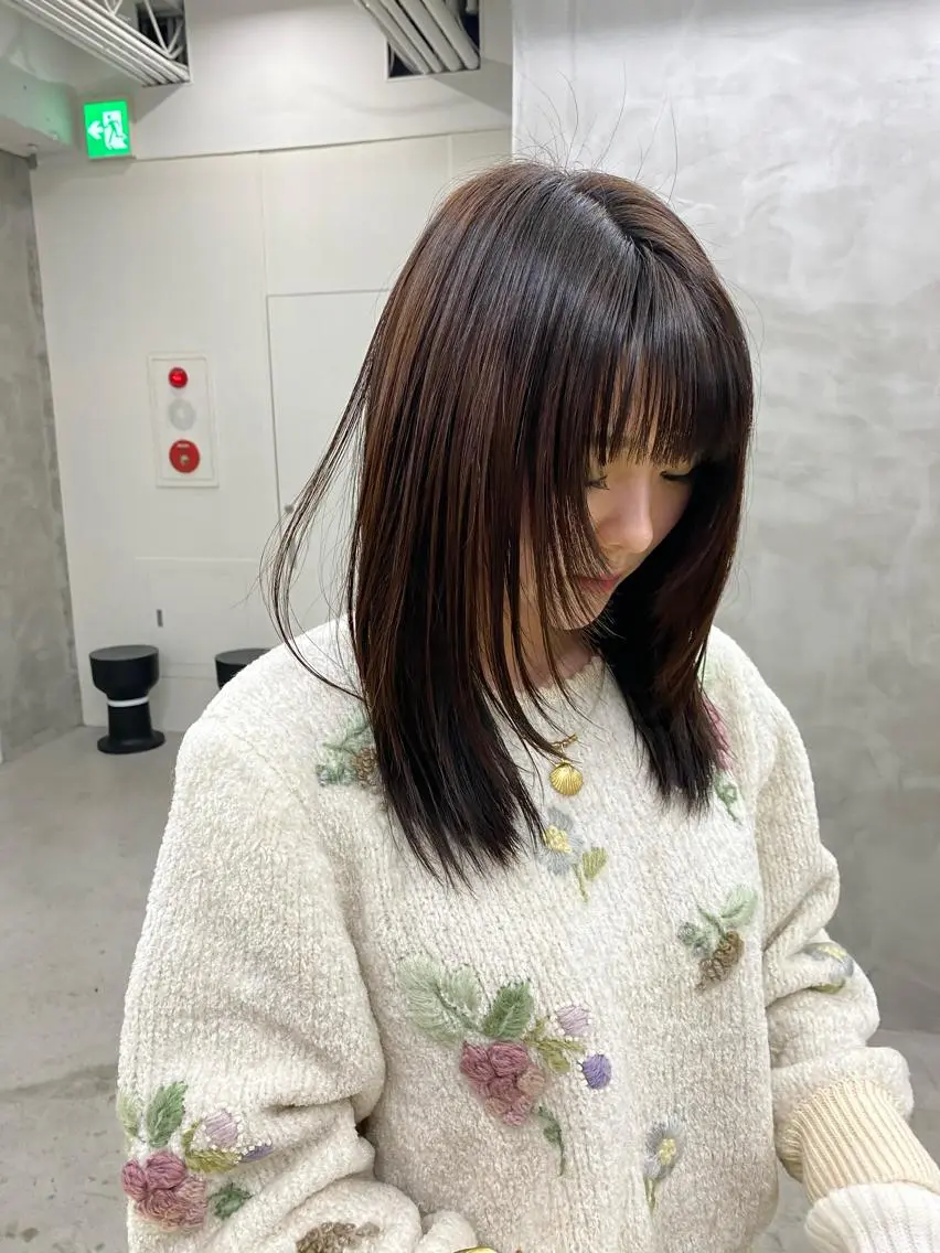 ミディアム カラー ブラウンカラー 無料カットモデル募集 🌱ひょうがのヘアスタイル