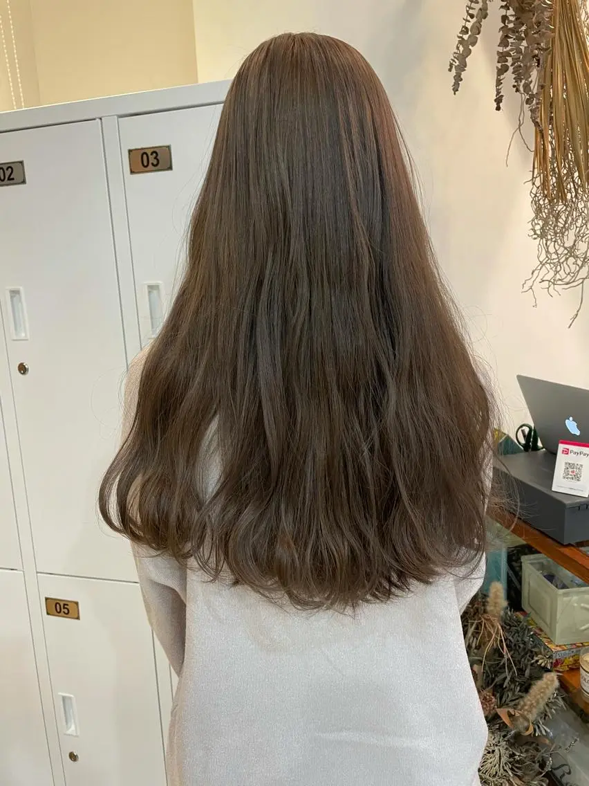ロング カラー ベージュカラー ブリーチ ラベンダーカラー ラベンダーベージュ カット パーマ 中目黒🌼 🌼ハナのヘアスタイル