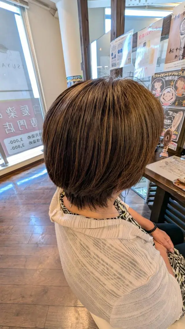 ショート 髪質改善する白髪染め ツヤイロ島田店のヘアスタイル