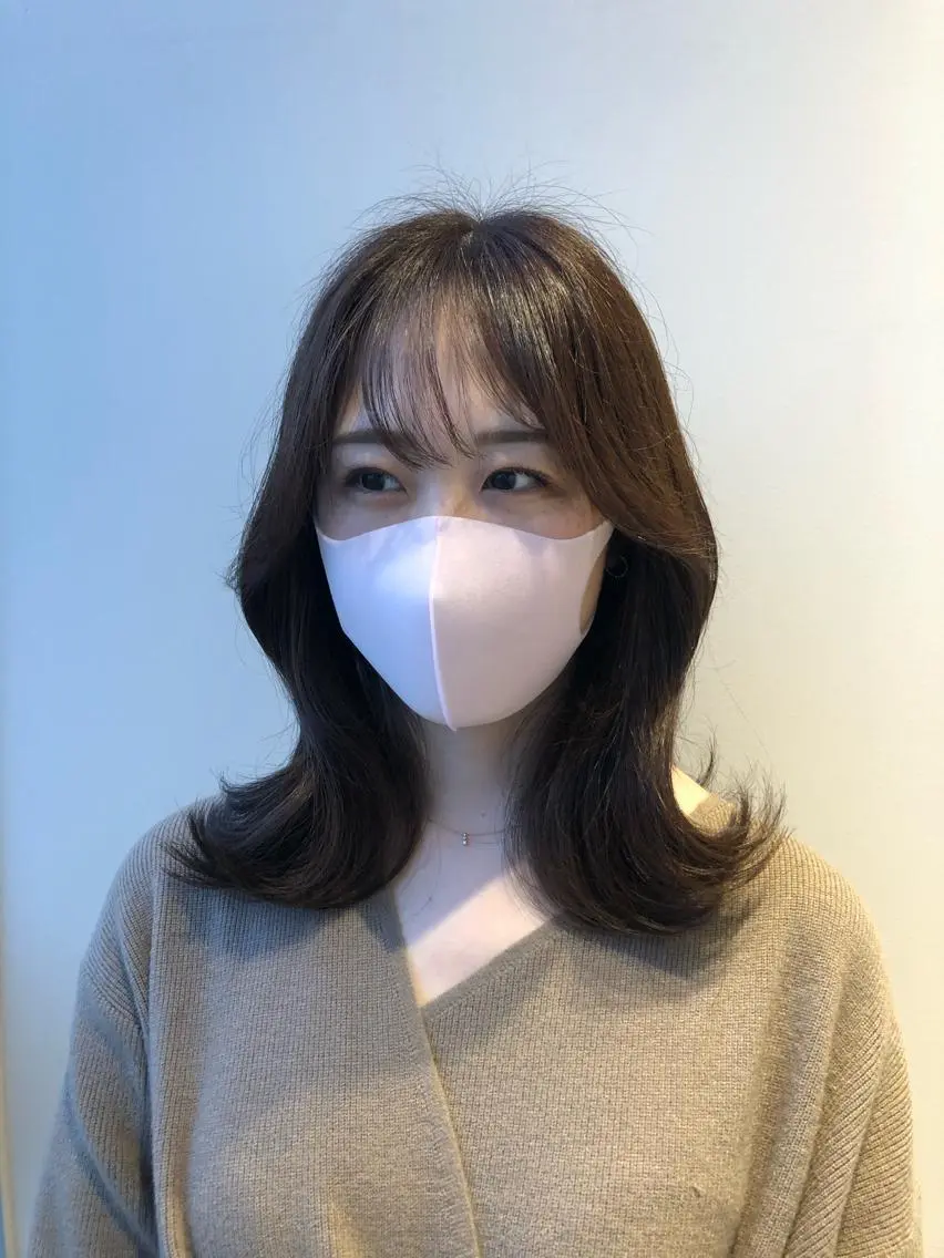ミディアム 韓国風ヘア レイヤーカット ❤︎︎韓国ヘア❤︎︎ 𝑺𝒉𝒊𝒉𝒐のヘアスタイル