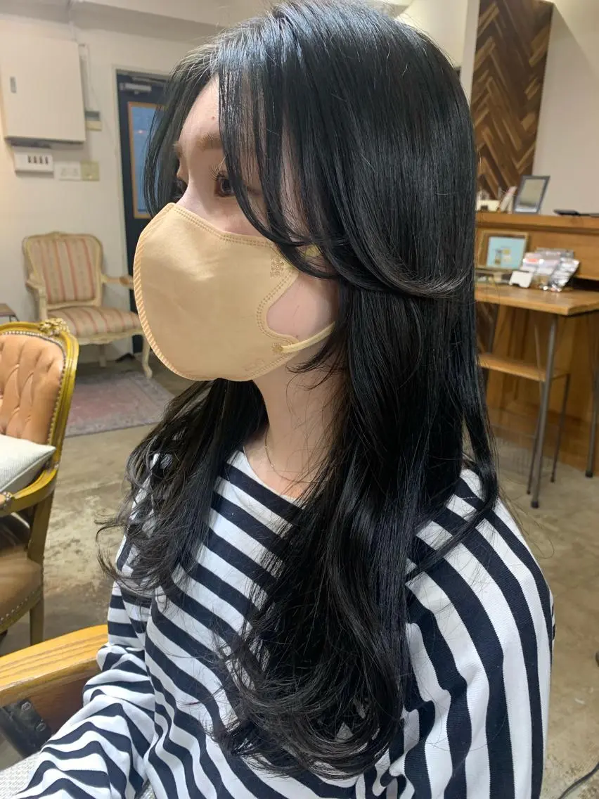 ロング 顔周りカット 韓国風ヘア 似合わせカット HARUKA ⭐️モデル募集中⭐️のヘアスタイル