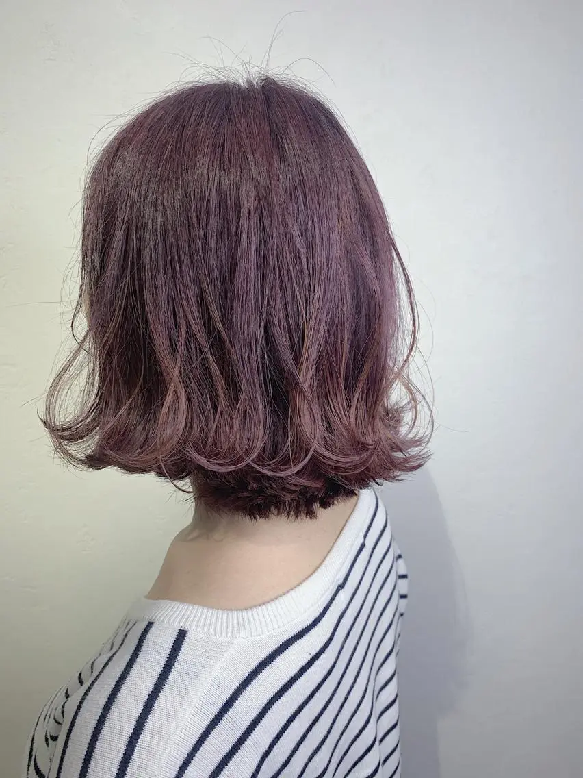 ショート カラー ブリーチ ピンクカラー ピンクパープル パープルカラー _WHITE 天神店 YUMEKA🐻のヘアスタイル