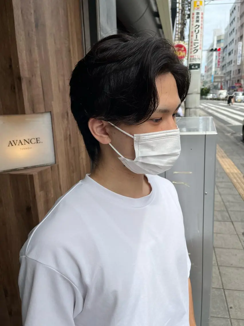 ショート パーマ メンズ カルマパーマ メンズ韓国風 メンズパーマ 韓国風ヘア カット パーマ AVANCE.難波 店長 松元のヘアスタイル