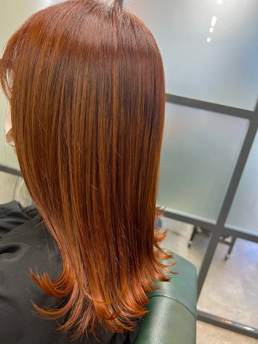 ミディアム オレンジブラウン S.BROOM SAYAKA⭐︎のヘアスタイル