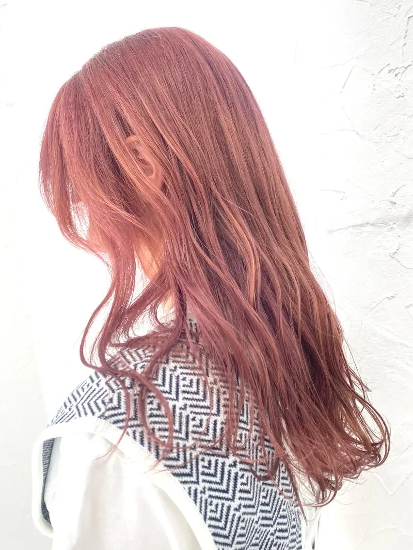 セミロング カラー バレイヤージュ ミストバング ベージュカラー ブリーチ ケアブリーチ 脱！黒髪 ダブルカラー【上野】のヘアスタイル