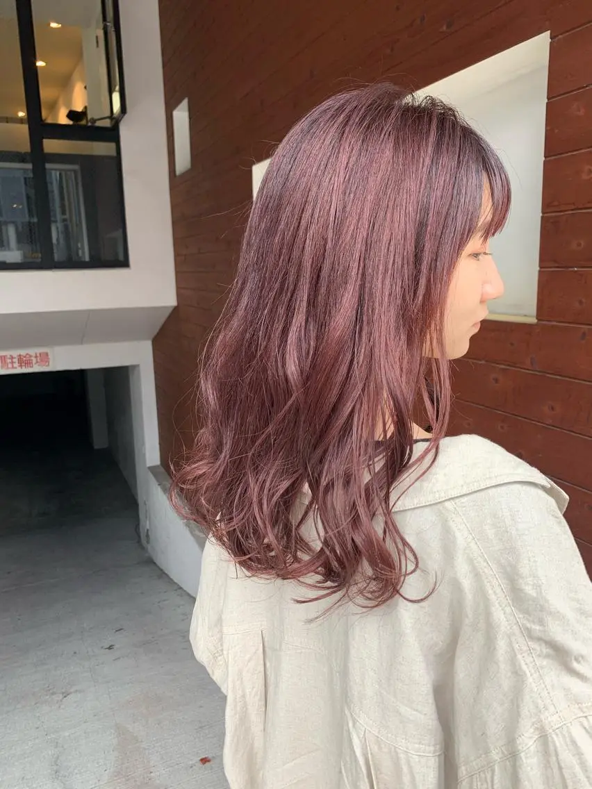 ロング カラー ベージュカラー ピンクカラー ピンクベージュ カット ヘアカラー トリートメント IORI #韓国ヘア#髪質改善のヘアスタイル