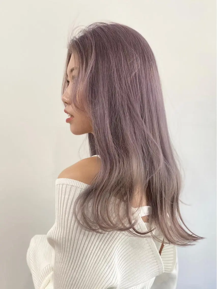 ロング カラー アッシュ アッシュブラック アッシュブラウン アッシュグレー アッシュグレージュ カット ヘアカラー トリートメント 韓国風×透明感カラー 髪質改善オタベシンヤのヘアスタイル