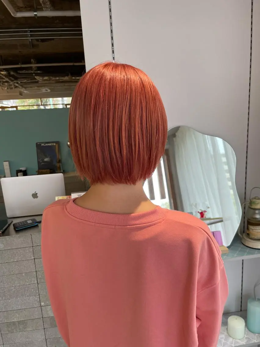 ショート カラー ピンクカラー 髪質改善×美髪矯正 艶髪カラー　阪口のヘアスタイル