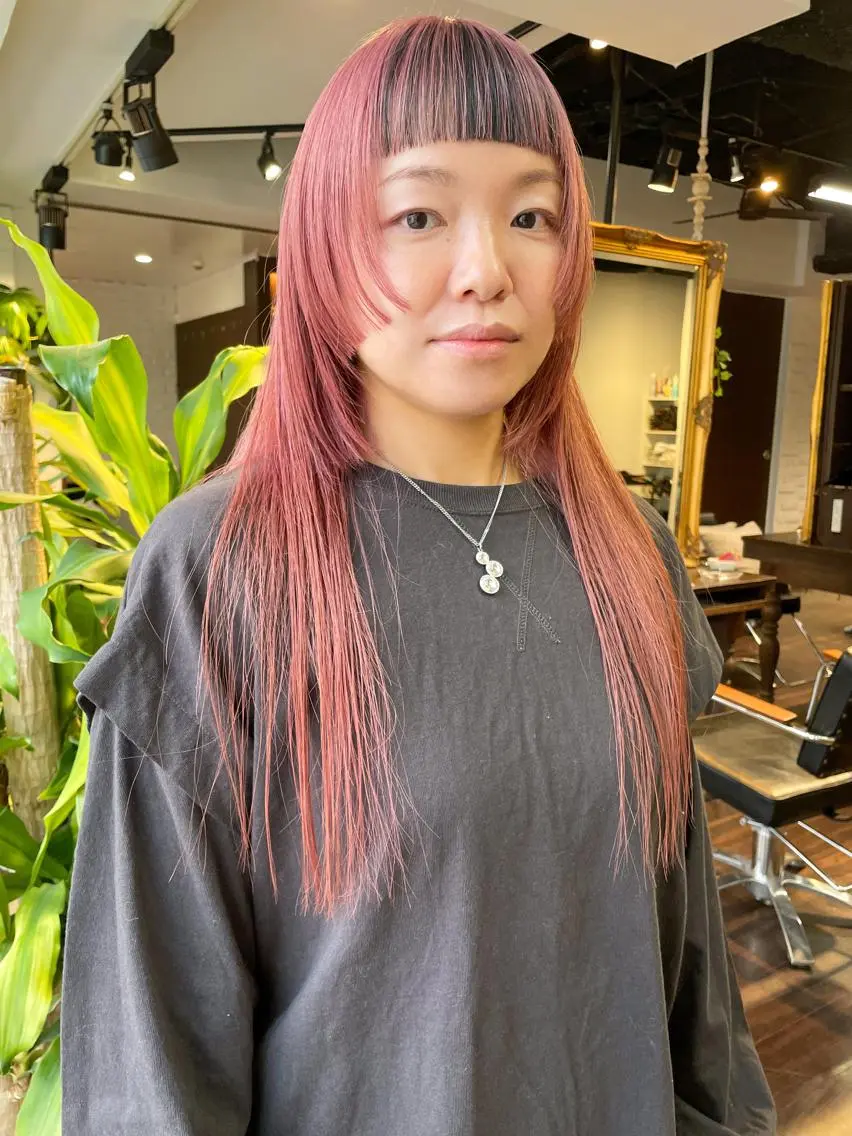 ロング カラー ブリーチ ケアブリーチ オカモト ミユウのヘアスタイル