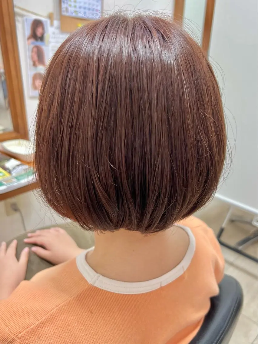 ショート カラー ブラウンカラー オレンジ オレンジブラウン カット ヘアカラー ヘッドスパ 黒崎 美乃里のヘアスタイル