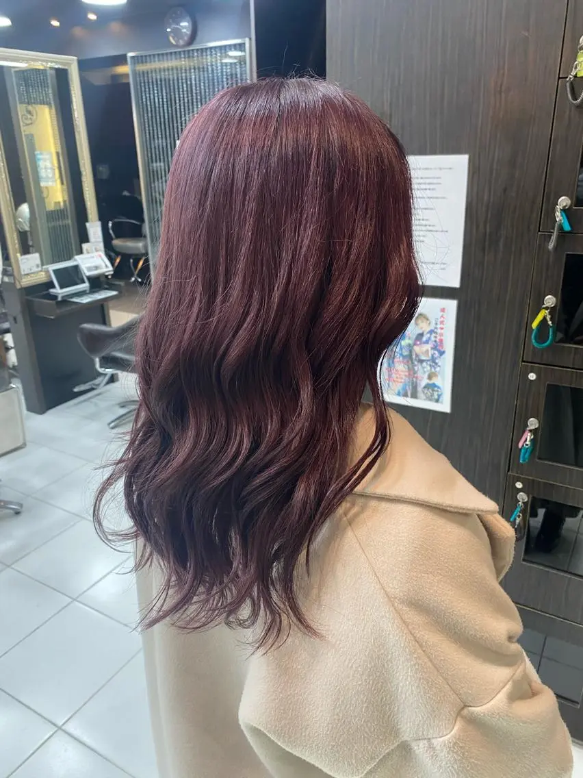 ロング カラー カシス バイオレットカラー グレージュ達人/赤み 消し/ブリーチ/岩崎のヘアスタイル