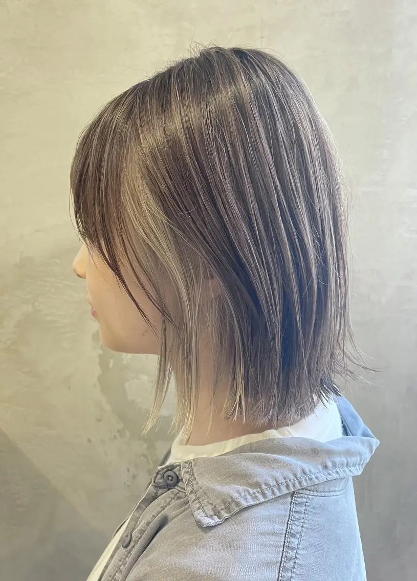 ミディアム カラー カット ヘアカラー ブリーチなし透明感 カラー✨横山 佳希のヘアスタイル