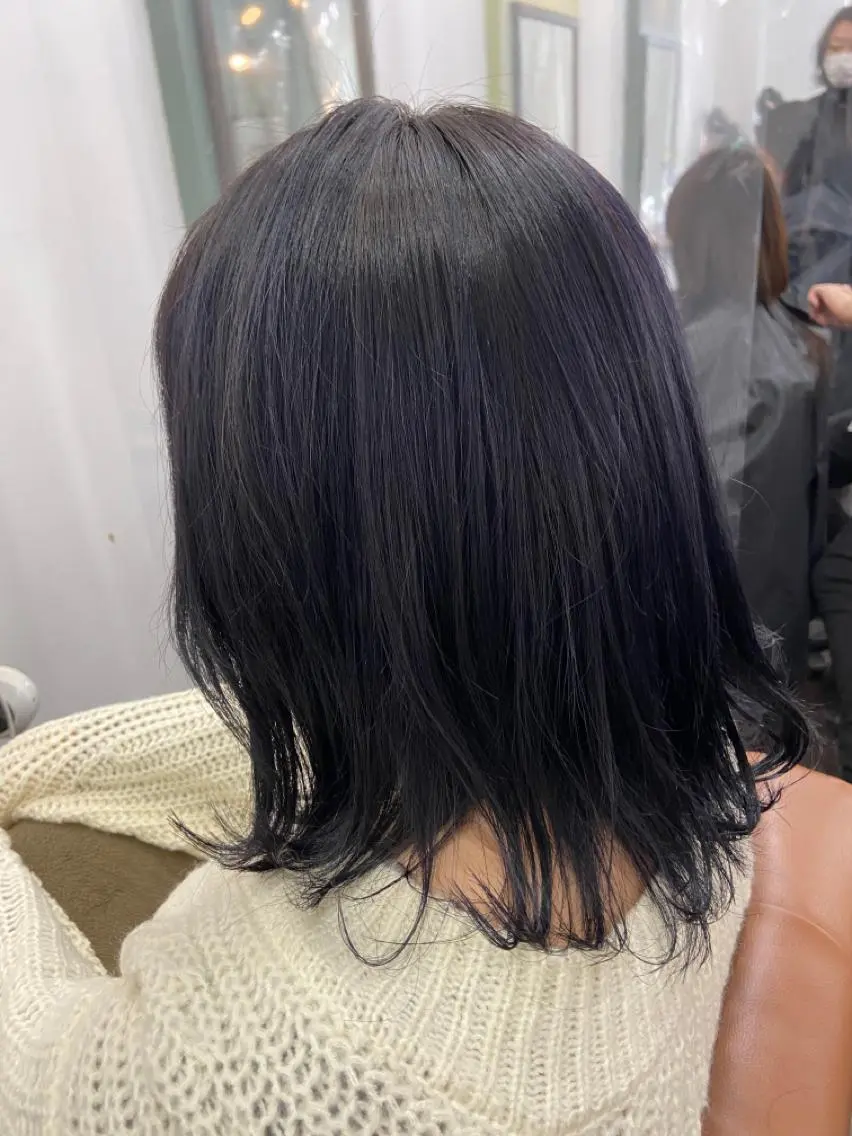 ミディアム カラー ブリーチ バイオレットカラー 久木原 ゆりのヘアスタイル