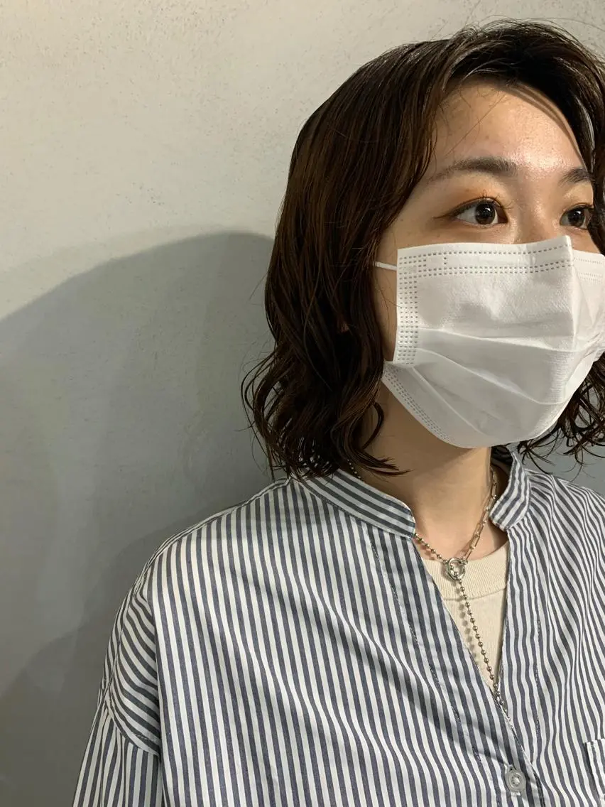 ミディアム パーマ ボブパーマコテ巻き風 パーマNo1深江秀平のヘアスタイル