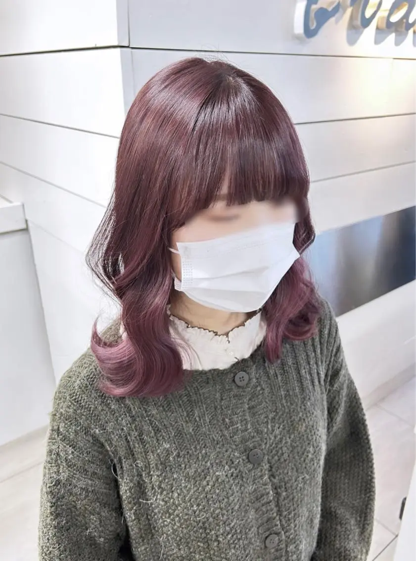 ミディアム パープルカラー カット ヘアカラー レイヤー/艶髪カラー 森本くるみのヘアスタイル