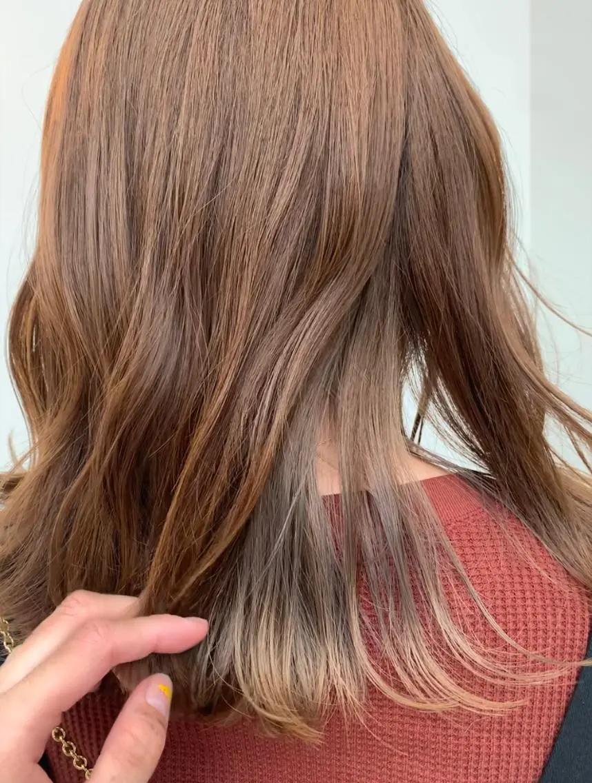 ミディアム カラー ベージュカラー ブリーチ ミルクティーベージュ ブリーチなしカラー ホワイトミルクティーベージュ ヘアカラー 中目黒🌼 🌼ハナのヘアスタイル