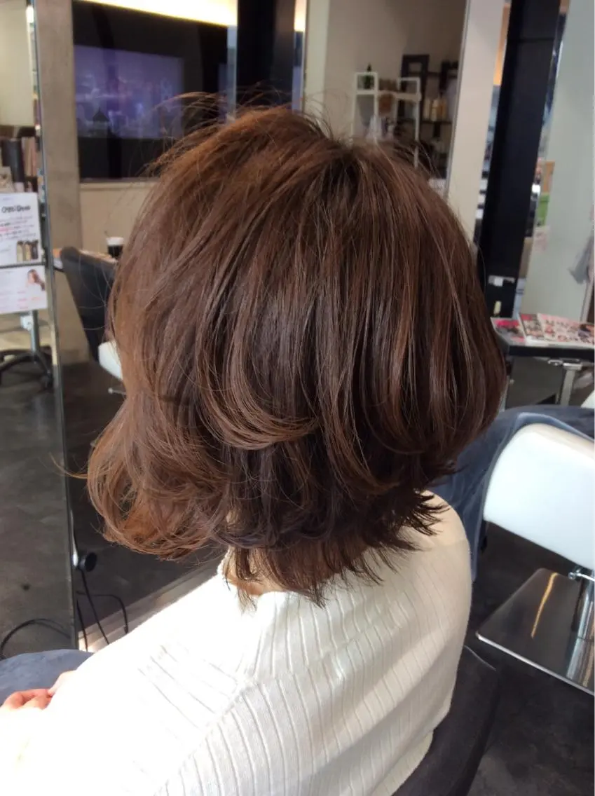 ショート カラー カット パーマ トリートメント ボブスタイル/ 透明感カラー/八幡のヘアスタイル