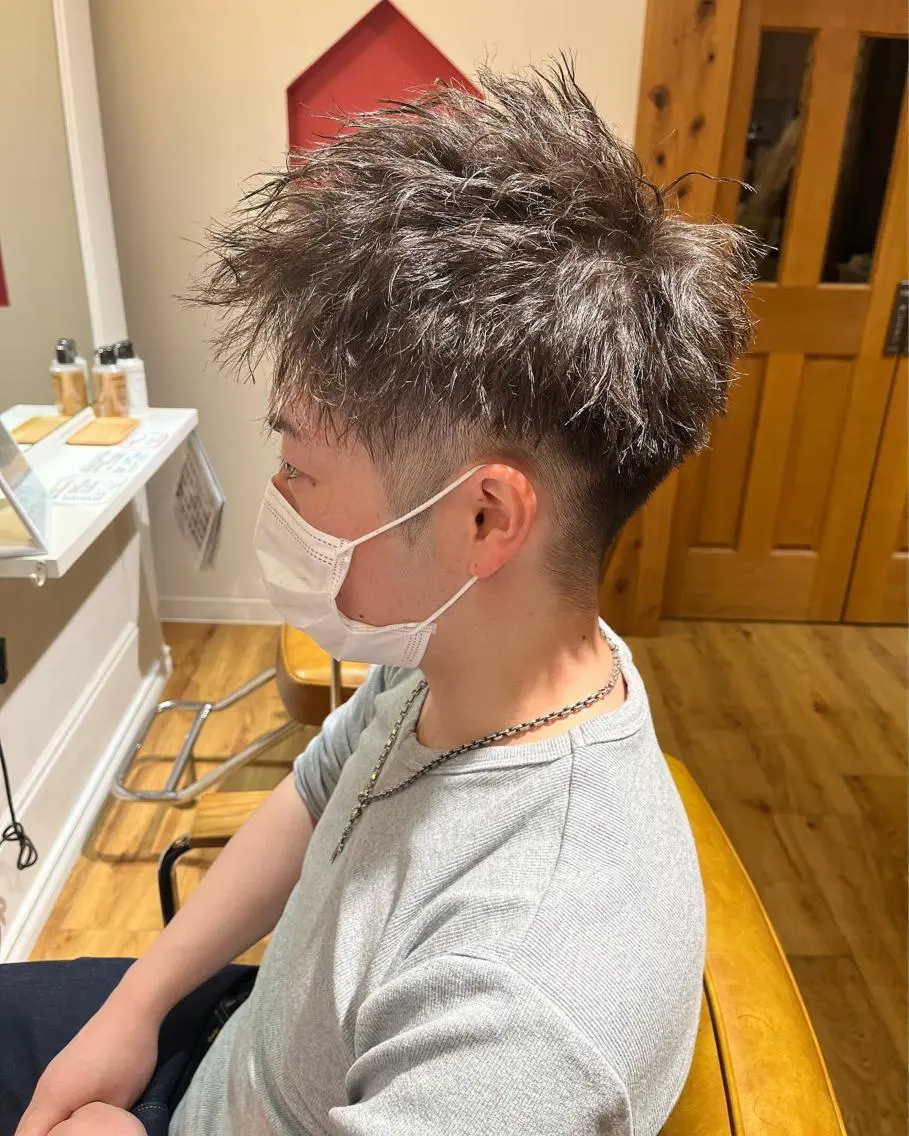 ショート パーマ メンズ カット パーマ AVANCE.難波 店長 松元のヘアスタイル