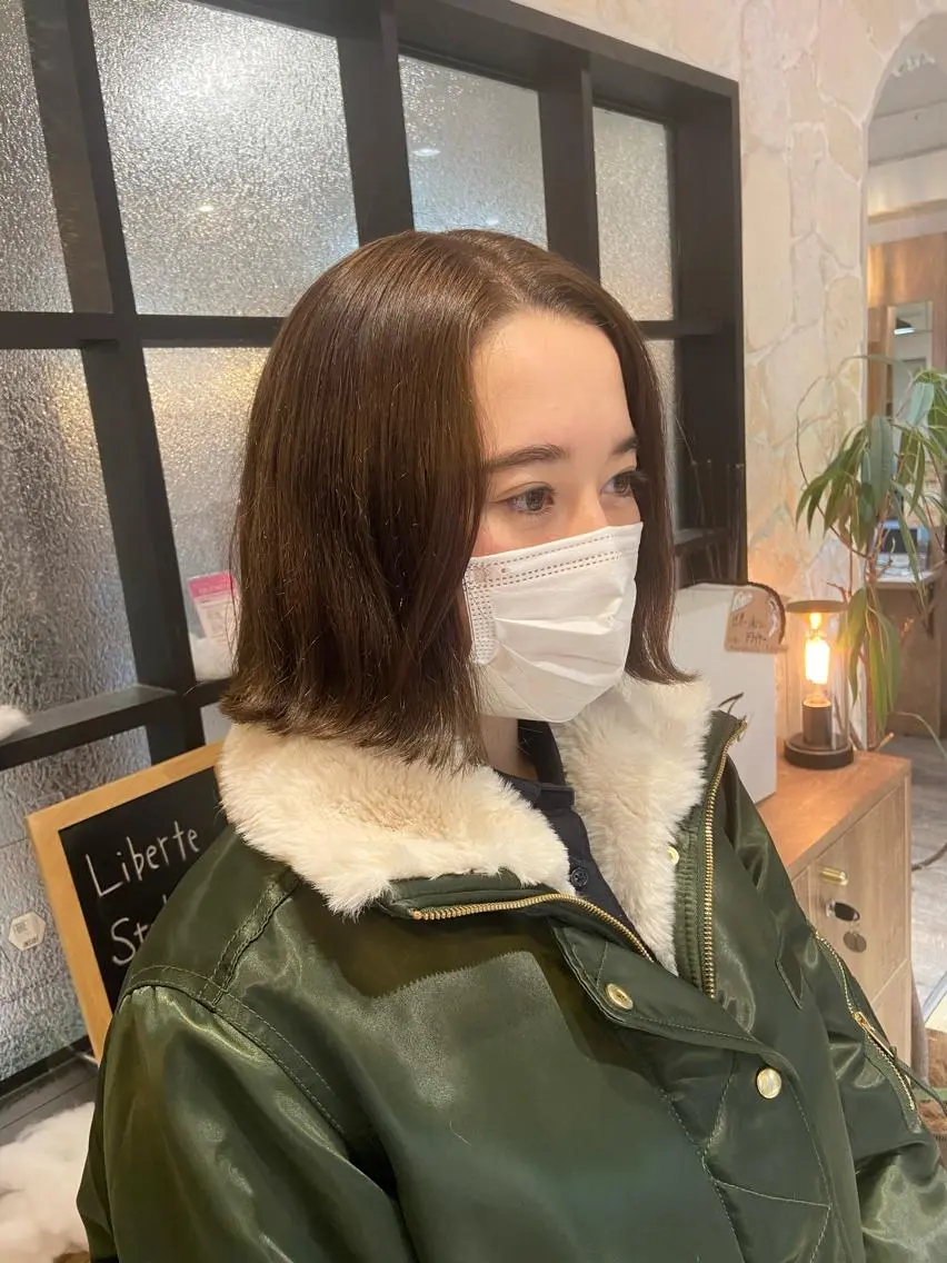 ミディアム 切りっぱなしボブ ボブ 透明感カラー/メンズ 特化kazumaのヘアスタイル