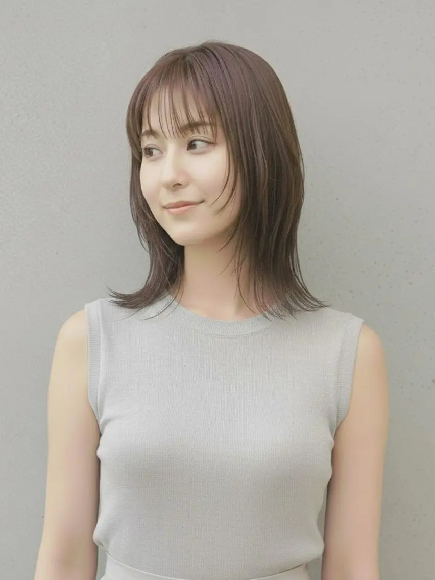 セミロング 韓国/暖色カラー大塚 レイヤー/ボブ 美緒のヘアスタイル
