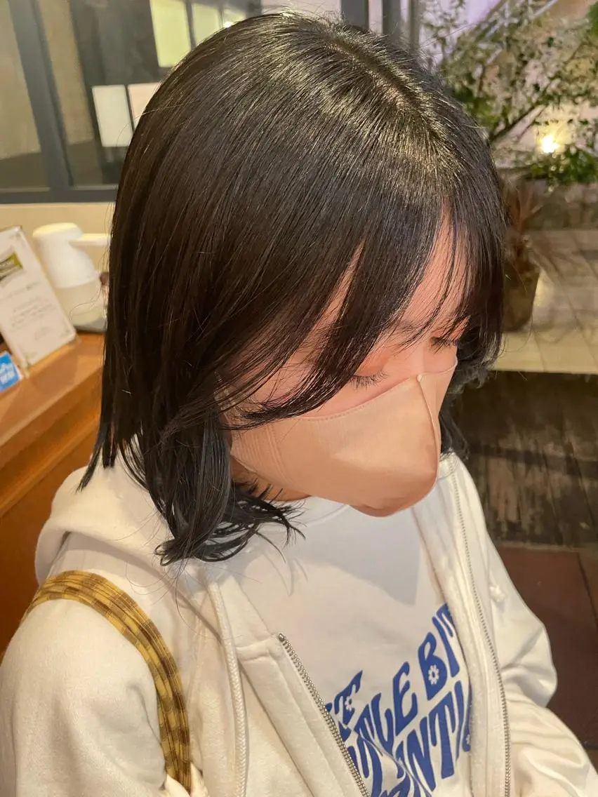 ミディアム カラー ヘアアレンジ 抜け感ボブ×パーマ |kazaneのヘアスタイル