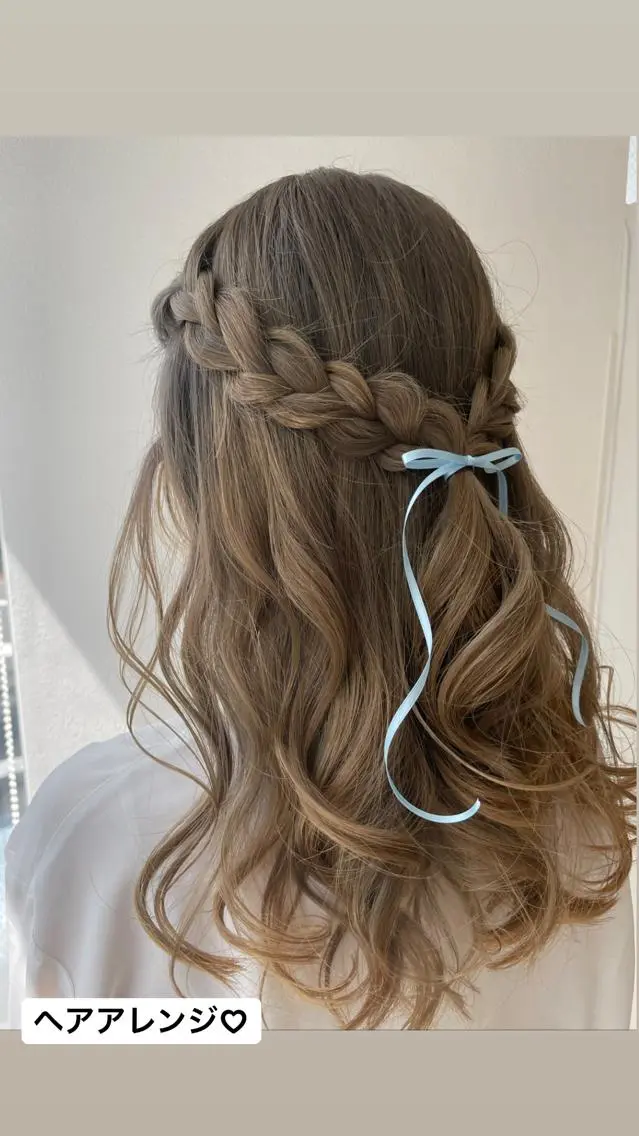 ヘアアレンジ ハーフアップ 三つ編み 店長福島成美/髪質 改善縮毛矯正/カラーのヘアスタイル