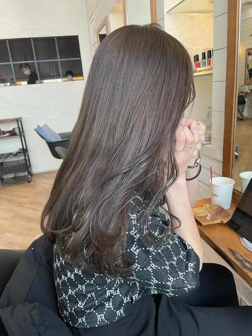 ロング 韓国風ヘア カット ヘアカラー トリートメント ヘッドスパ ヘアセット ✨透明感ケアカラー✨ 長野ゆきなのヘアスタイル