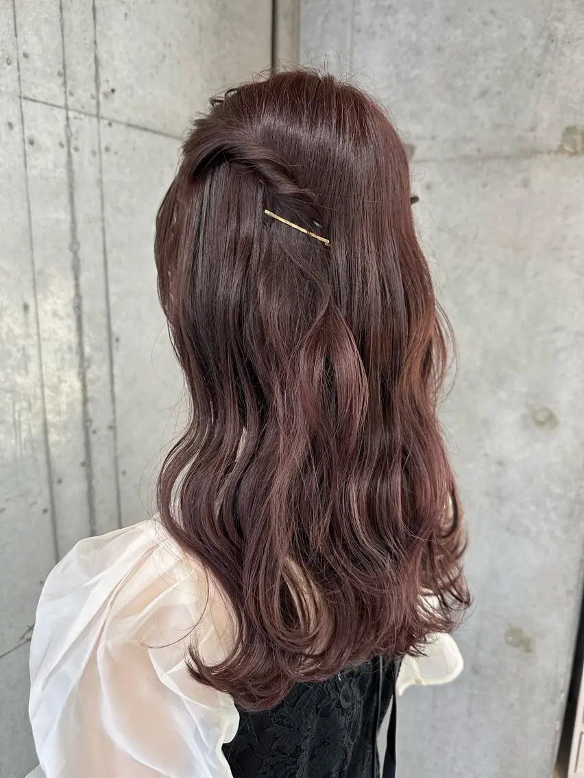 ロング ヘアアレンジ 成人式 ハーフアップ ポニーテール 結婚式・ブライダル くびれヘア 🎀ヘアセット/艶髪 /はやしほのか🎀のヘアスタイル