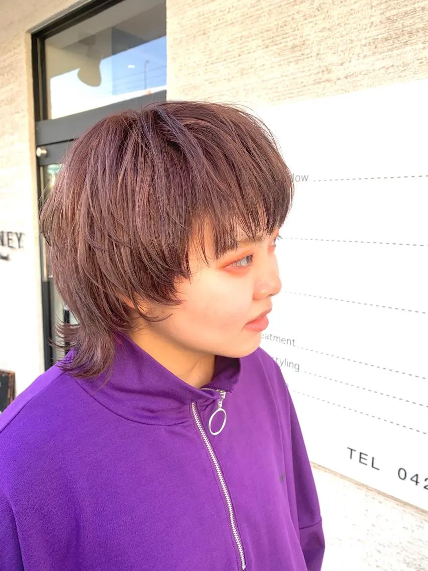 ミディアム ウルフカット 斉藤大河 カラー/縮毛矯正のヘアスタイル
