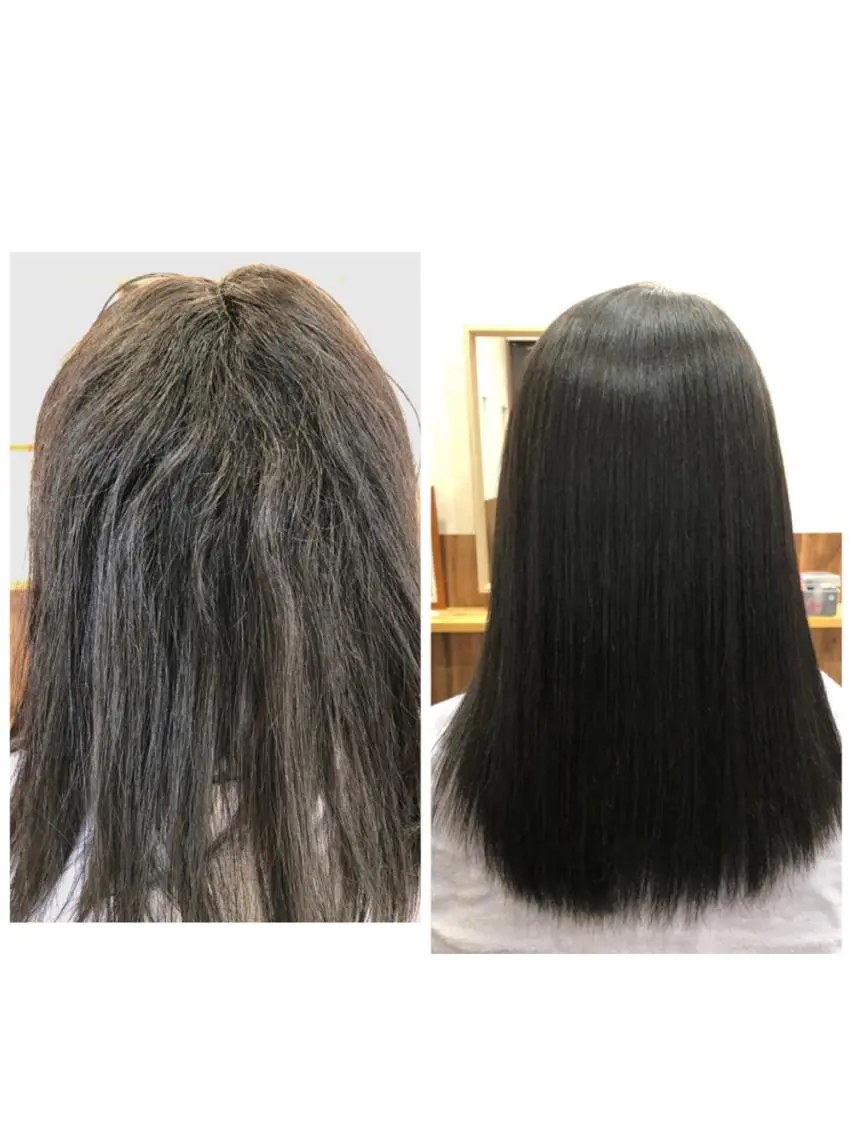 ロング パーマ くせ毛 縮毛矯正 青木 恵のヘアスタイル