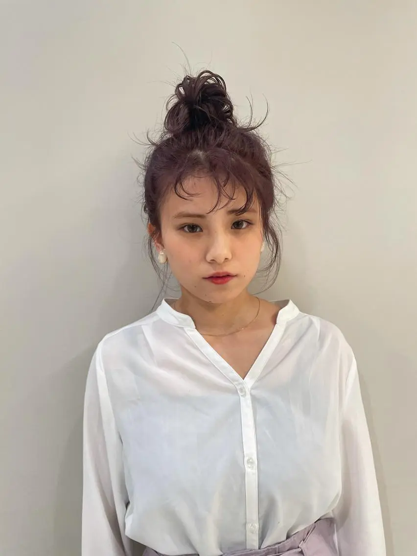 ミディアム カラー パーマ ヘアアレンジ 浅沼 ゆいのヘアスタイル