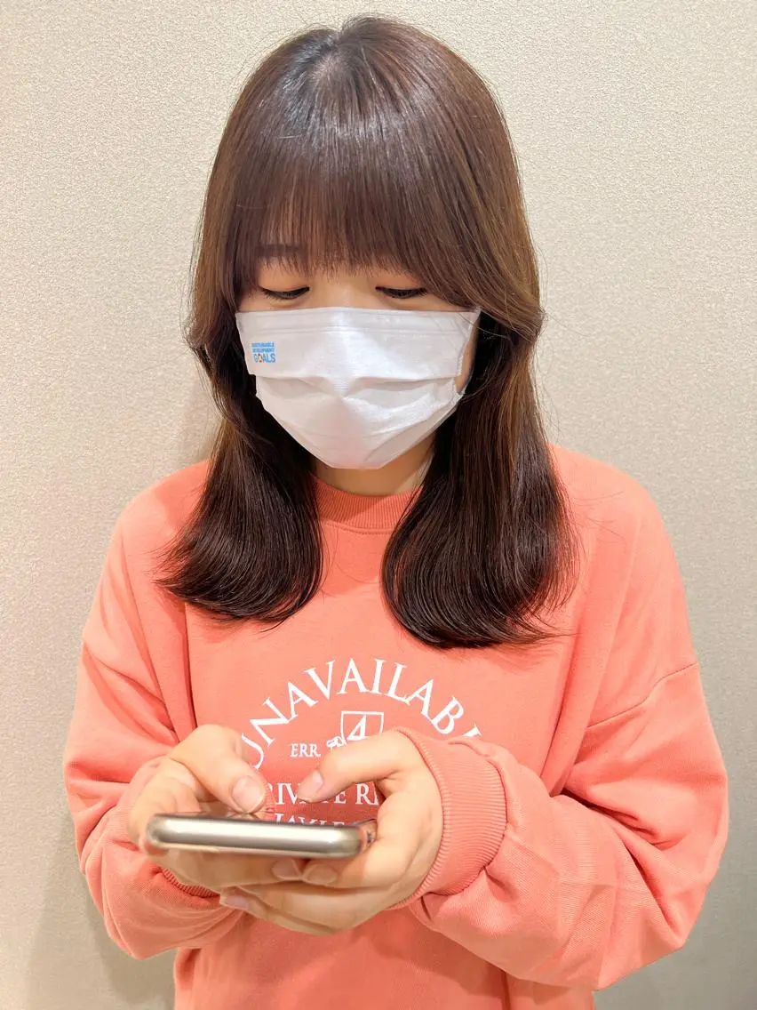 ミディアム カラー ブラウンカラー 外国人対応 佐久間のヘアスタイル