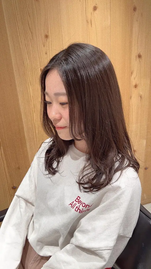 ロング カラー カット パーマ トリートメント スキバサミを使わない カット🌼唯🌼のヘアスタイル