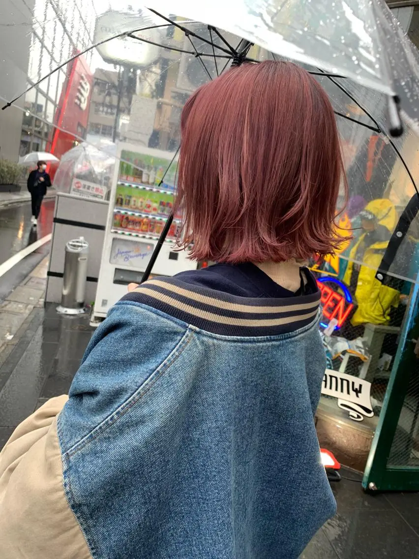 ミディアム カラー ピンクベージュ/新潟 万代/高橋桃葉🍑のヘアスタイル