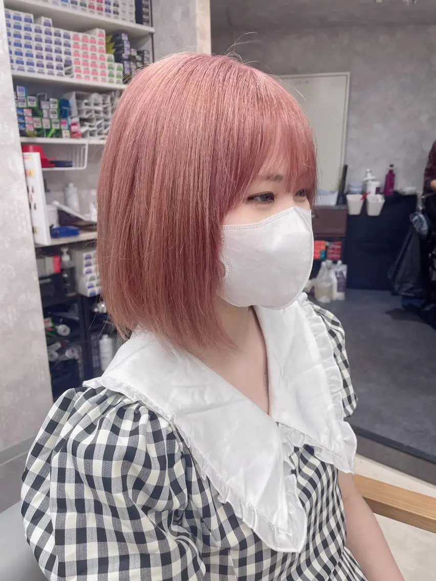 セミロング カラー ブリーチ ピンクカラー ヘアカラー トリートメント レイヤー/ウルフ ハイトーンhiroのヘアスタイル