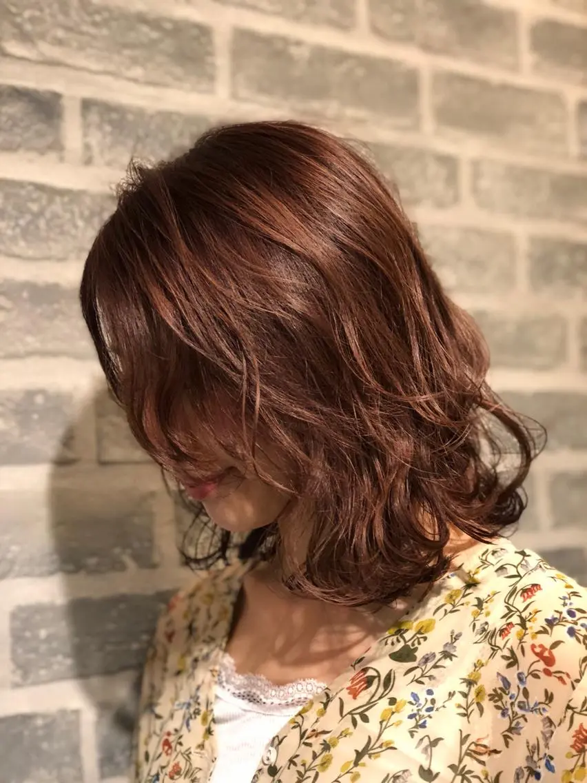 ミディアム カラー ハイライトカラー ハイライト 五十嵐ゆり 美髪カラー　武蔵小杉のヘアスタイル