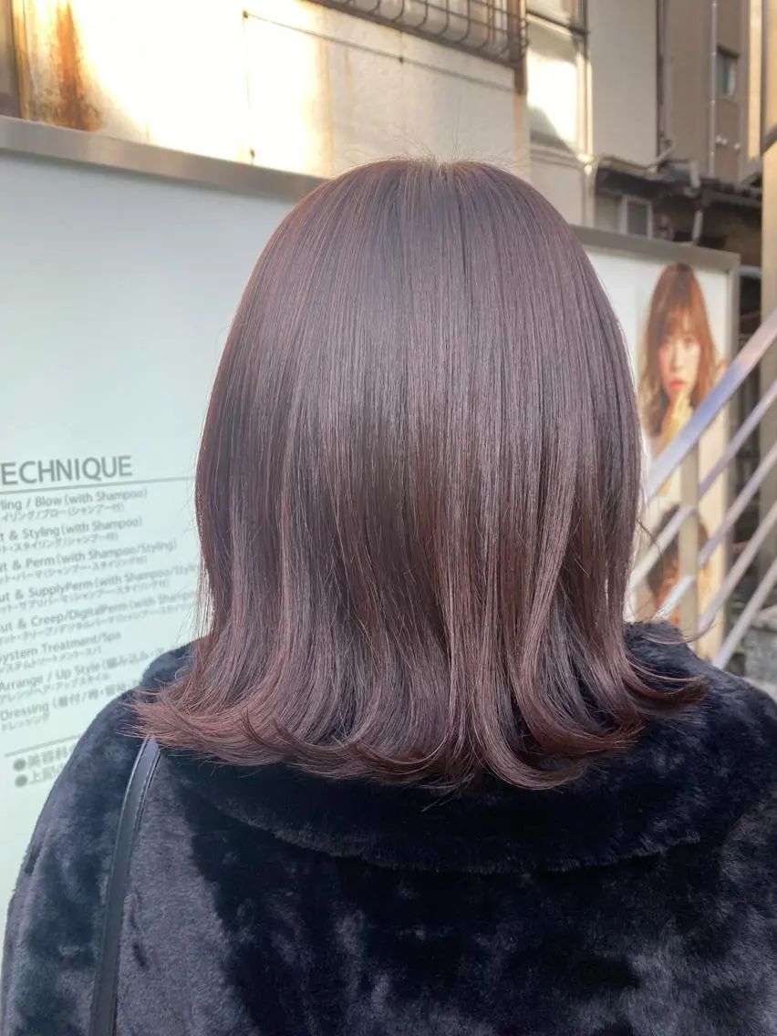 ミディアム カラー カット ヘアカラー トリートメント 透明感カラー💜艶髪 sayakaのヘアスタイル