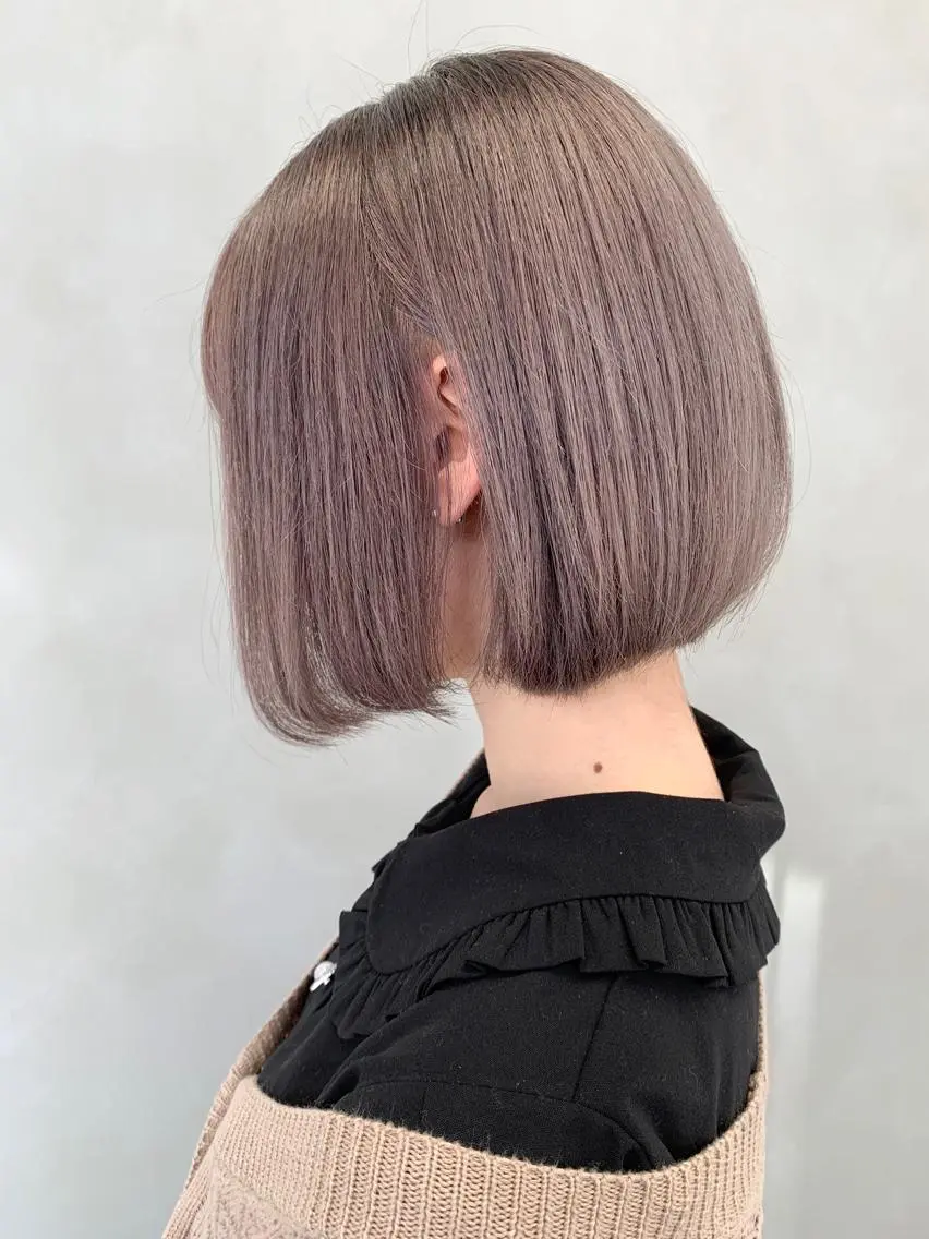 ショート カラー ブリーチ グレージュ ラベンダーカラー ラベンダーグレージュ ラベンダーグレー ヘアカラー レイヤー/大人メンズ パーマ🌀 平島拓也のヘアスタイル
