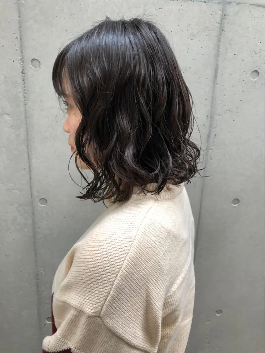 ミディアム パーマ ボブパーマコテ巻き風 パーマNo1深江秀平のヘアスタイル