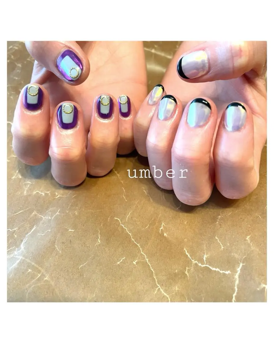 ネイル オーロラネイル クリアネイル フラッシュネイル フットネイル フレンチネイル ハンドネイル umber 三茶1分のネイルデザイン